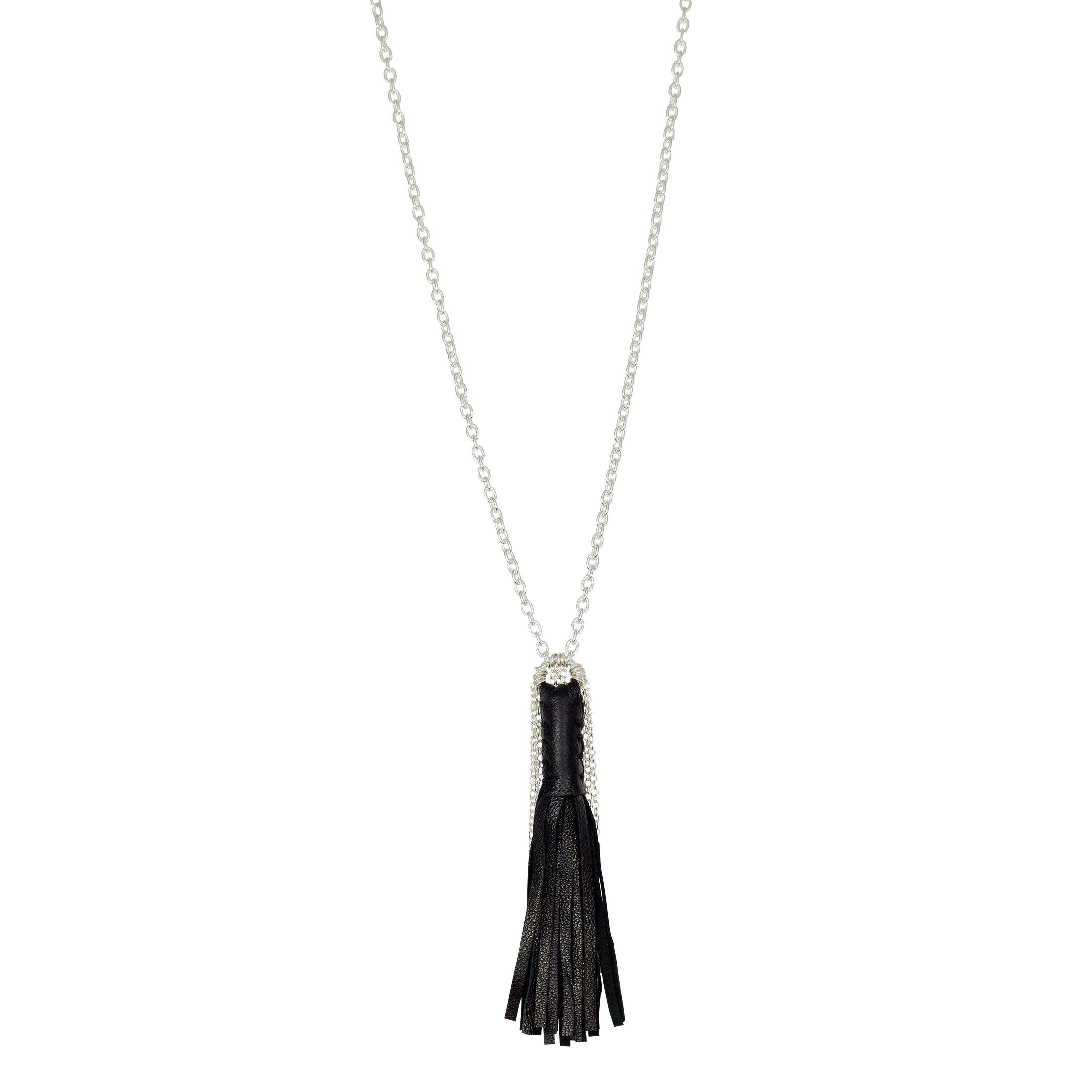 Leather and Sterling Tassel Necklace Lalita