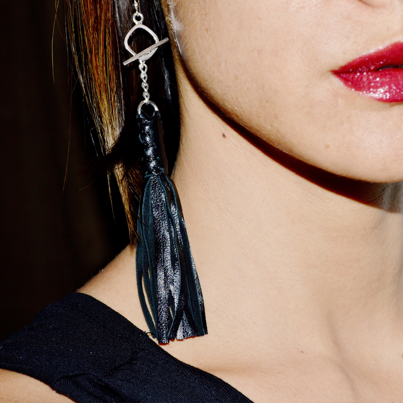 Lalita Leather Tassel Earrings Lifestyle