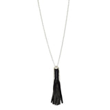Leather and Sterling Tassel Necklace